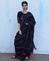 Black Hand Block Printed Cotton Mul Saree